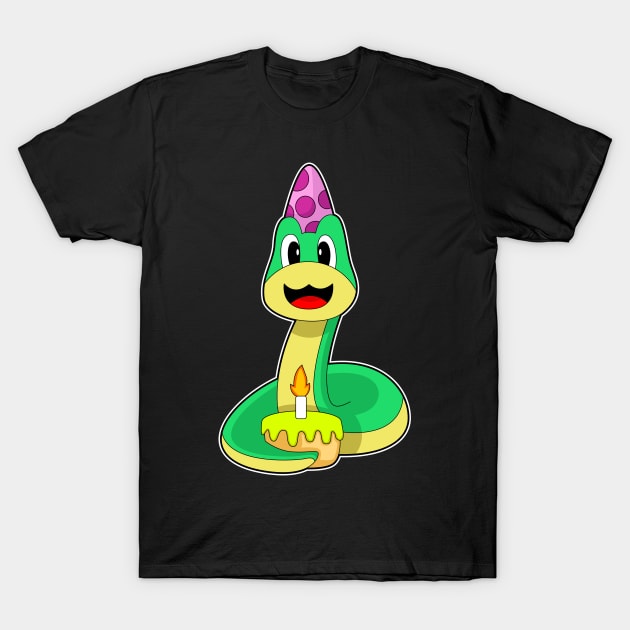 Snake Birthday Candle Cake T-Shirt by Markus Schnabel